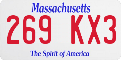 MA license plate 269KX3