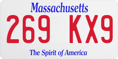 MA license plate 269KX9