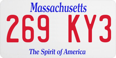 MA license plate 269KY3