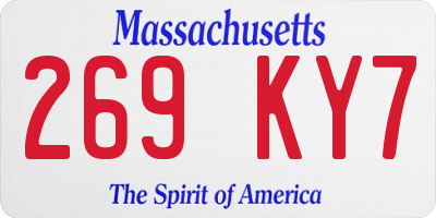 MA license plate 269KY7