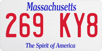 MA license plate 269KY8