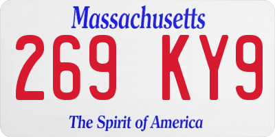 MA license plate 269KY9