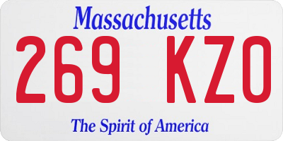MA license plate 269KZ0