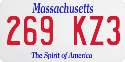 MA license plate 269KZ3