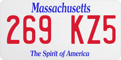MA license plate 269KZ5