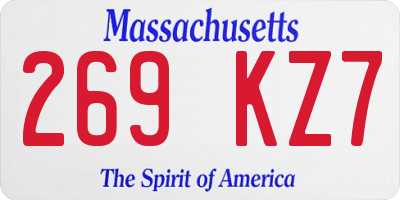 MA license plate 269KZ7