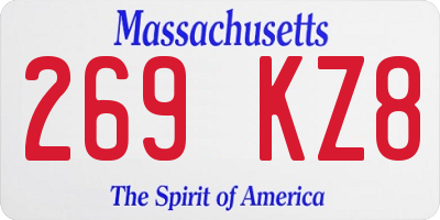 MA license plate 269KZ8