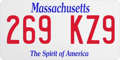 MA license plate 269KZ9