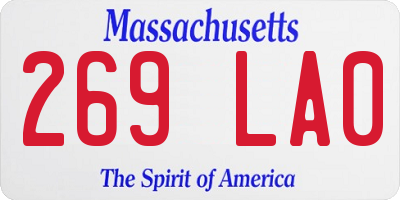 MA license plate 269LA0