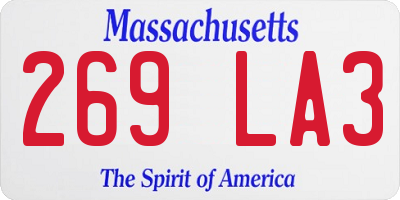 MA license plate 269LA3