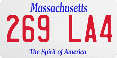 MA license plate 269LA4