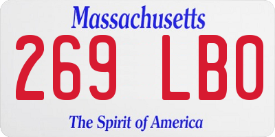 MA license plate 269LB0
