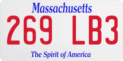 MA license plate 269LB3