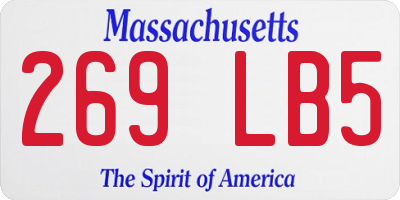 MA license plate 269LB5