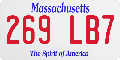 MA license plate 269LB7