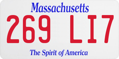 MA license plate 269LI7