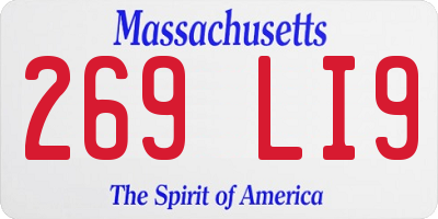 MA license plate 269LI9