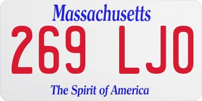 MA license plate 269LJ0