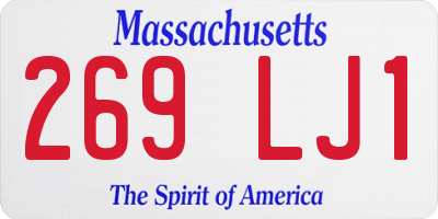 MA license plate 269LJ1