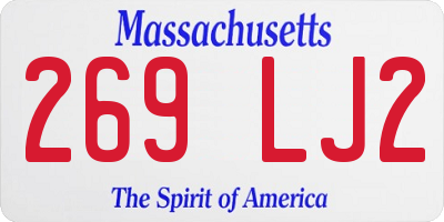 MA license plate 269LJ2