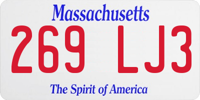 MA license plate 269LJ3