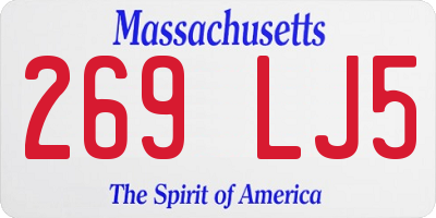 MA license plate 269LJ5