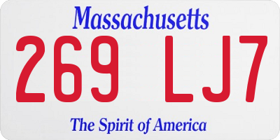 MA license plate 269LJ7