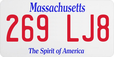 MA license plate 269LJ8