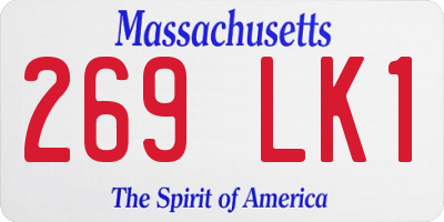 MA license plate 269LK1