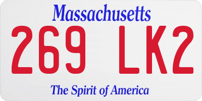 MA license plate 269LK2
