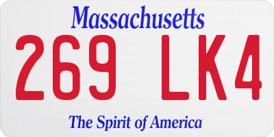 MA license plate 269LK4