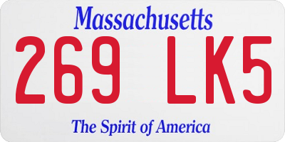 MA license plate 269LK5