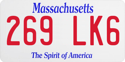 MA license plate 269LK6