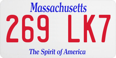 MA license plate 269LK7