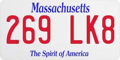 MA license plate 269LK8