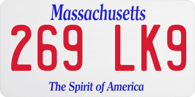 MA license plate 269LK9
