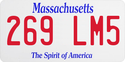 MA license plate 269LM5