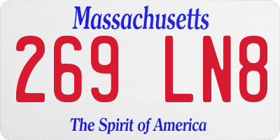 MA license plate 269LN8