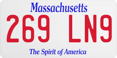 MA license plate 269LN9