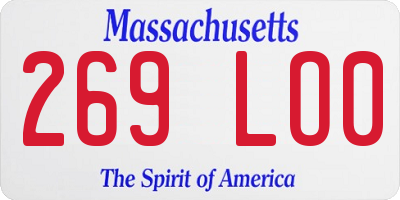 MA license plate 269LO0