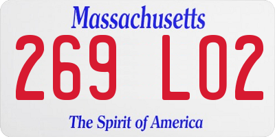 MA license plate 269LO2