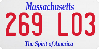 MA license plate 269LO3