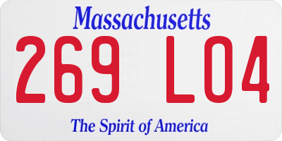 MA license plate 269LO4