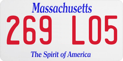 MA license plate 269LO5