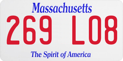 MA license plate 269LO8