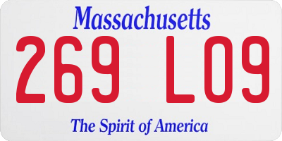 MA license plate 269LO9