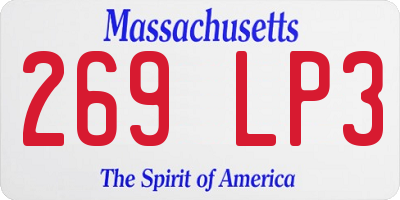 MA license plate 269LP3