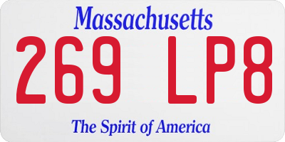 MA license plate 269LP8