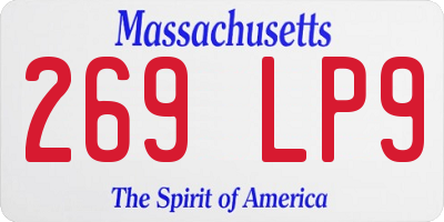MA license plate 269LP9