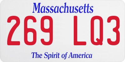 MA license plate 269LQ3